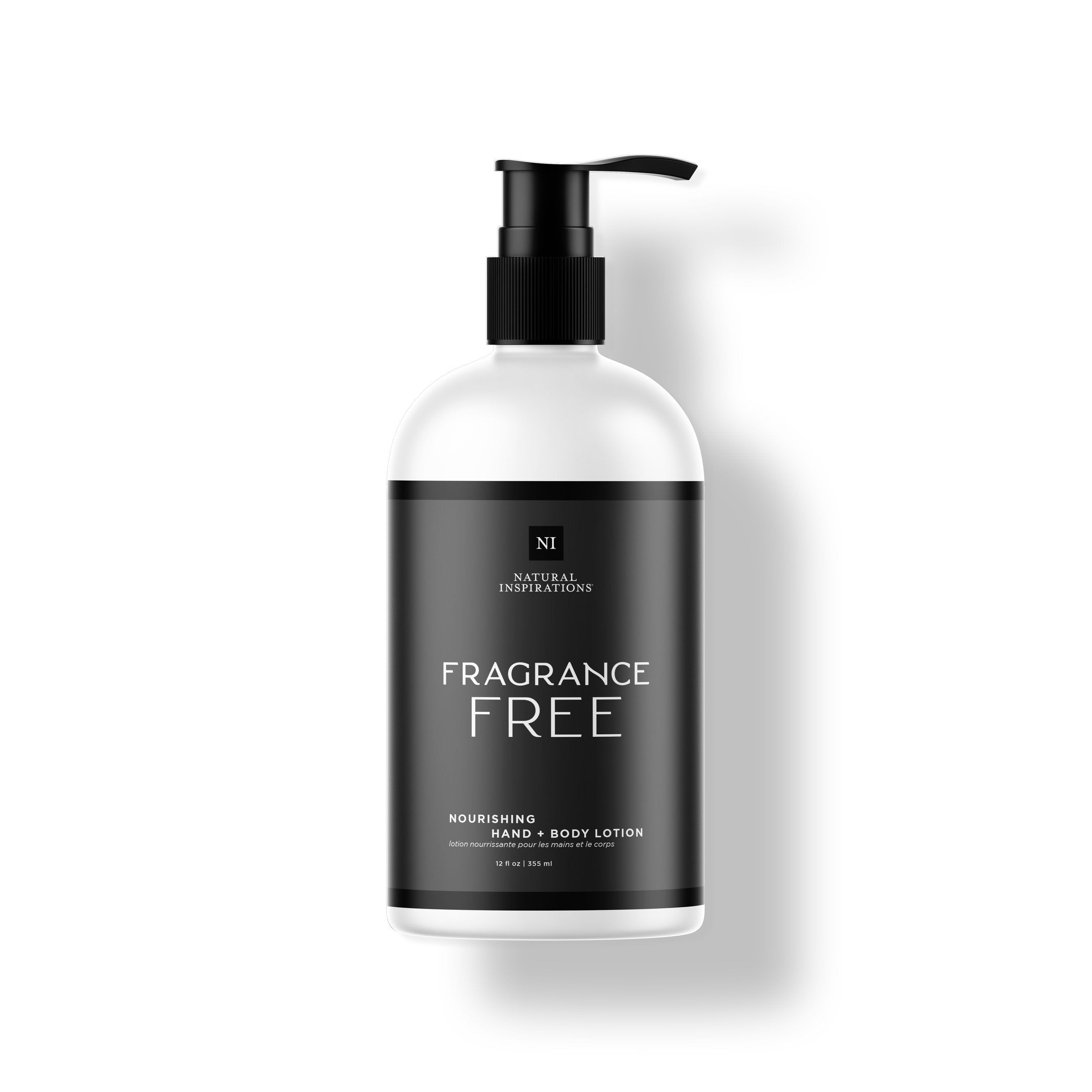 Natural Inspirations Fragrance Free Hand and Body Lotion bottle on a white background.