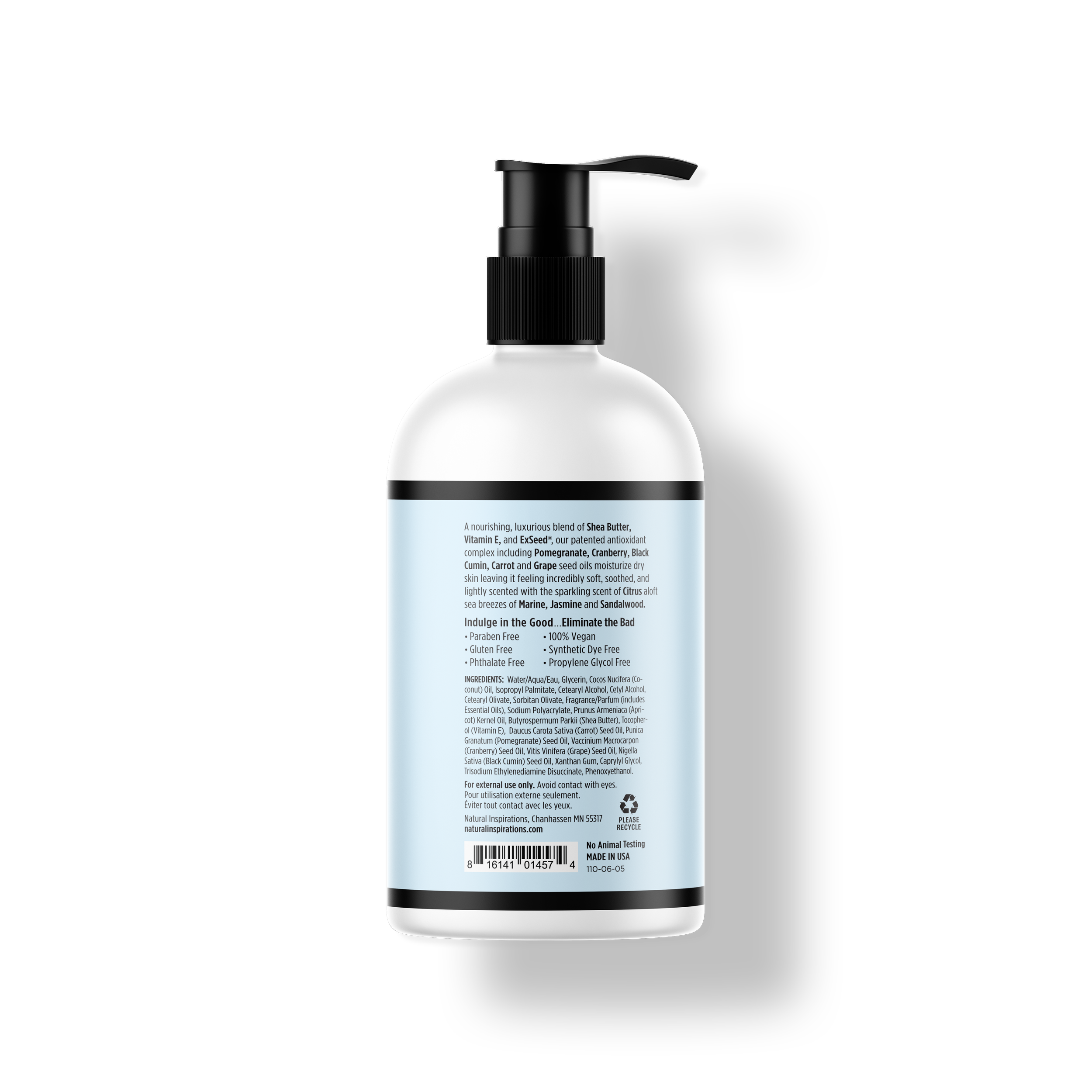 back of sea salt citrus hand and body lotion
