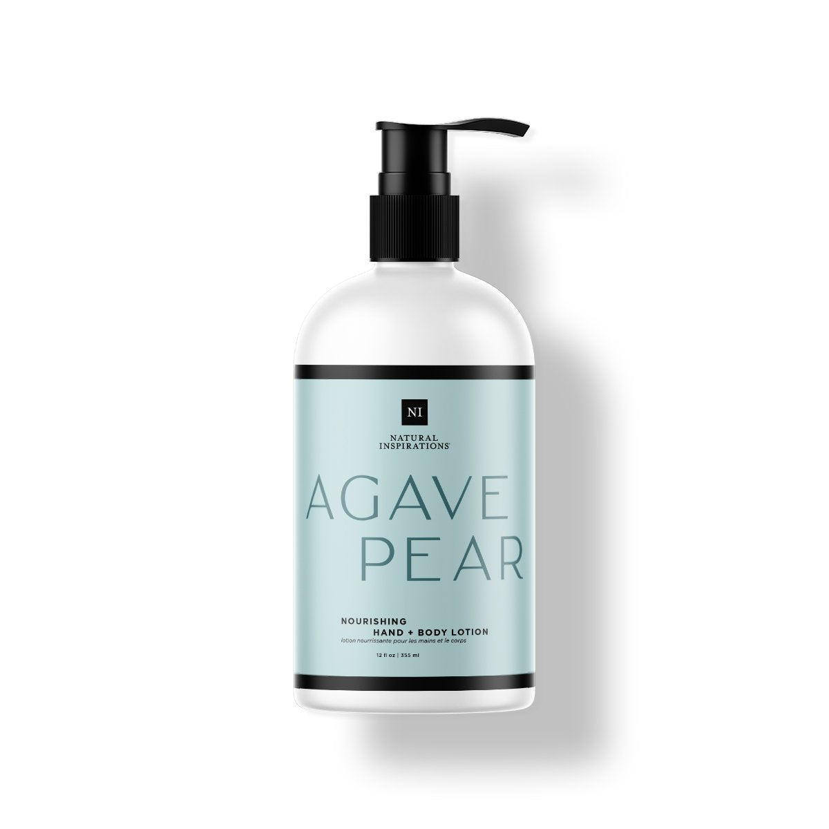 Natural Inspirations Agave Pear Hand and Body Lotion bottle on a white background.