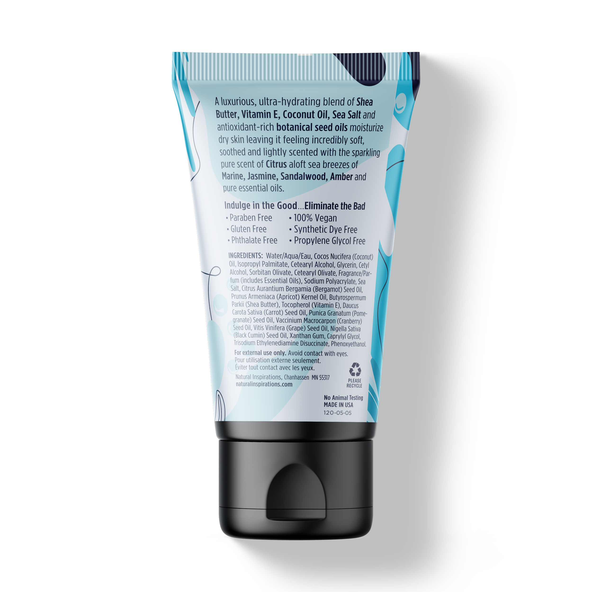back of sea salt citrus mini hand cream