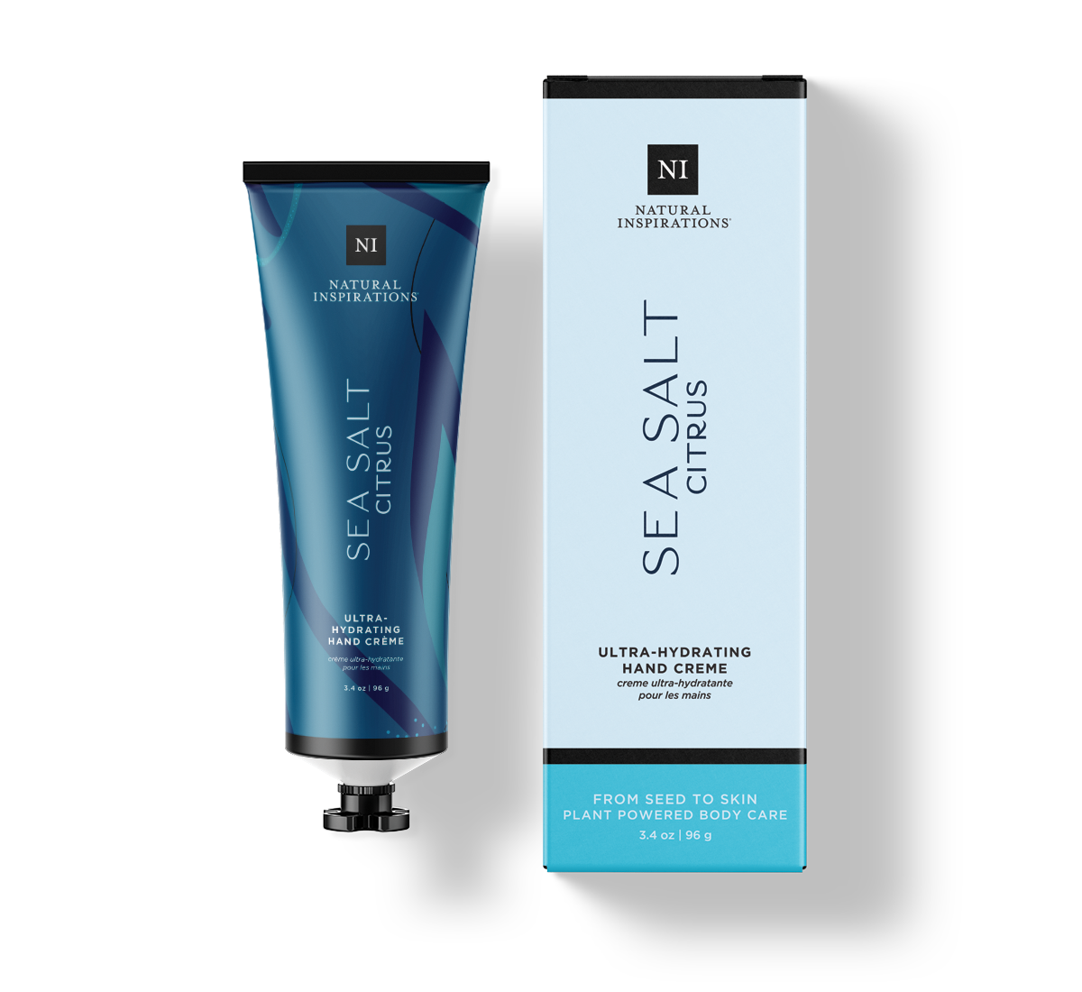 Natural Inspirations Sea Salt Citrus 3.4 oz boxed Hand Cream on a white background.