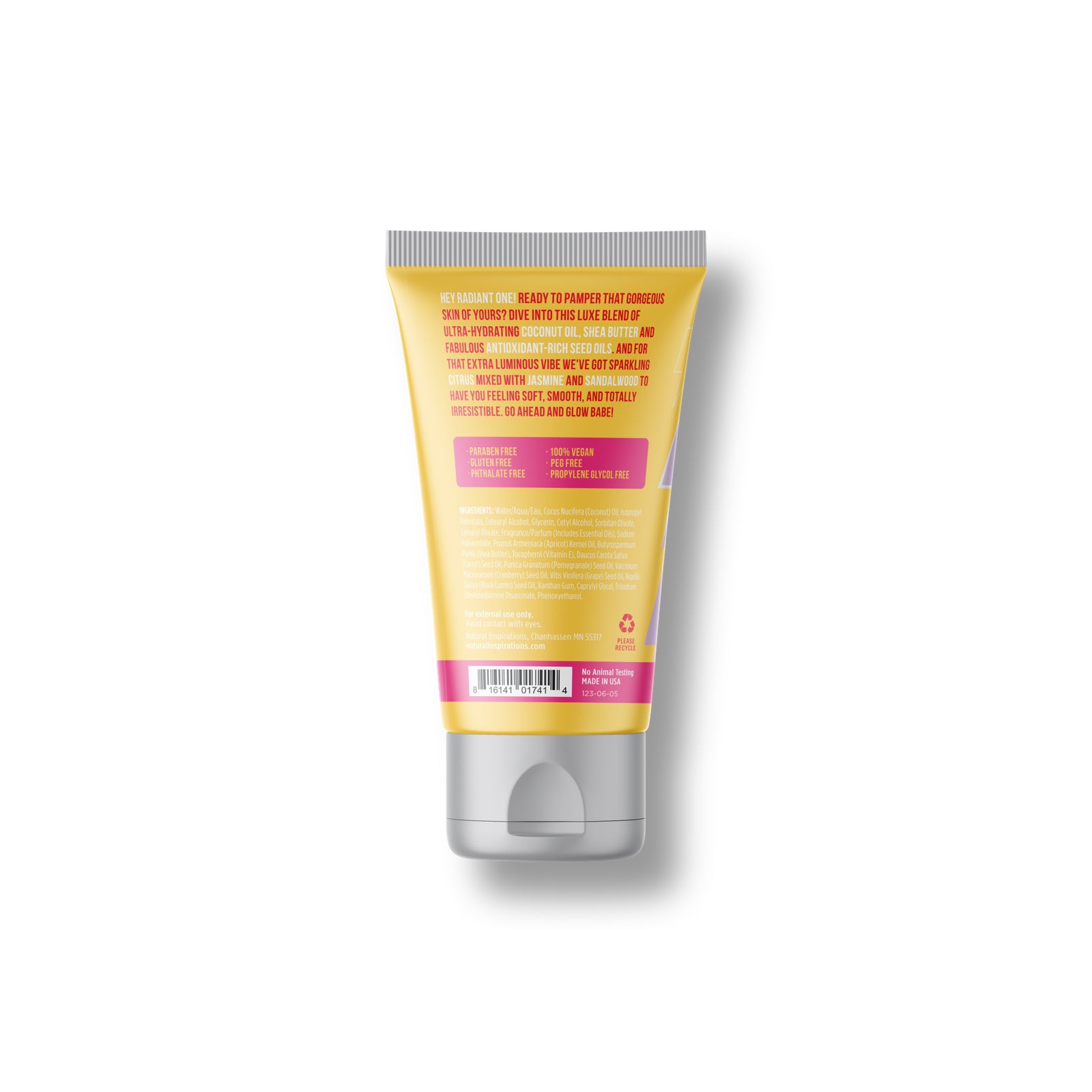 back of natural inspirations glow up hand cream