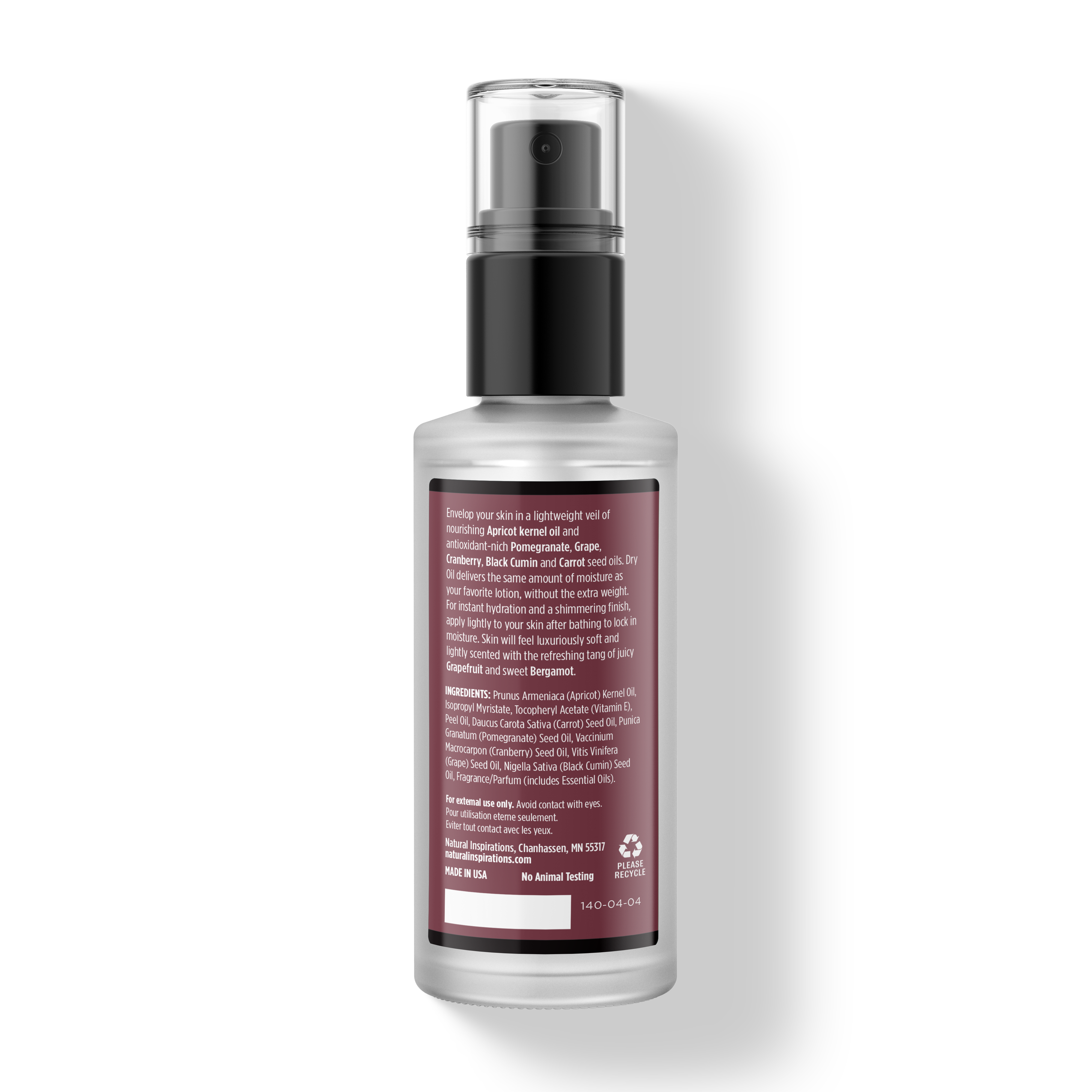 back of grapefruit bergamot dry oil