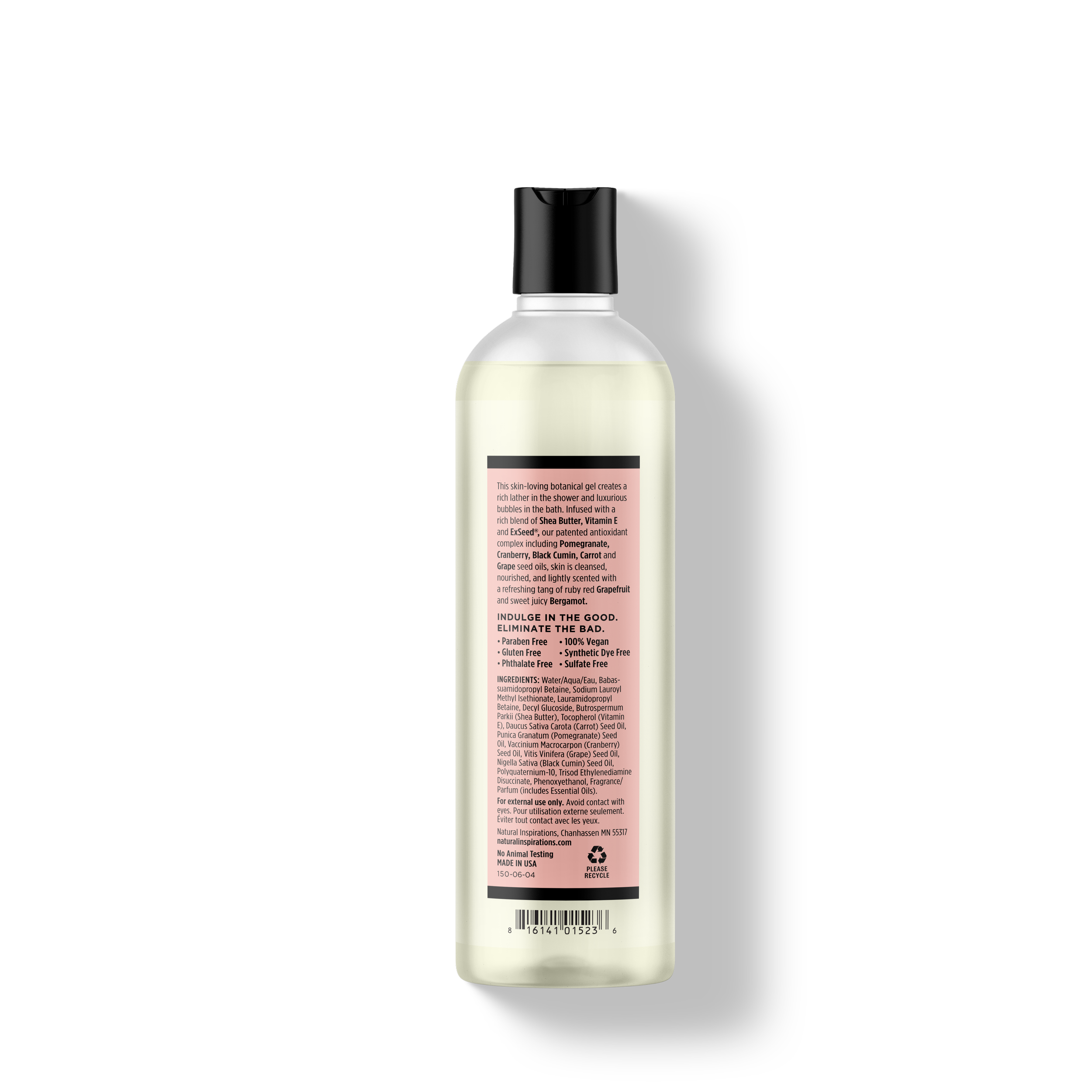 back of grapefruit bergamot bath and shower gel