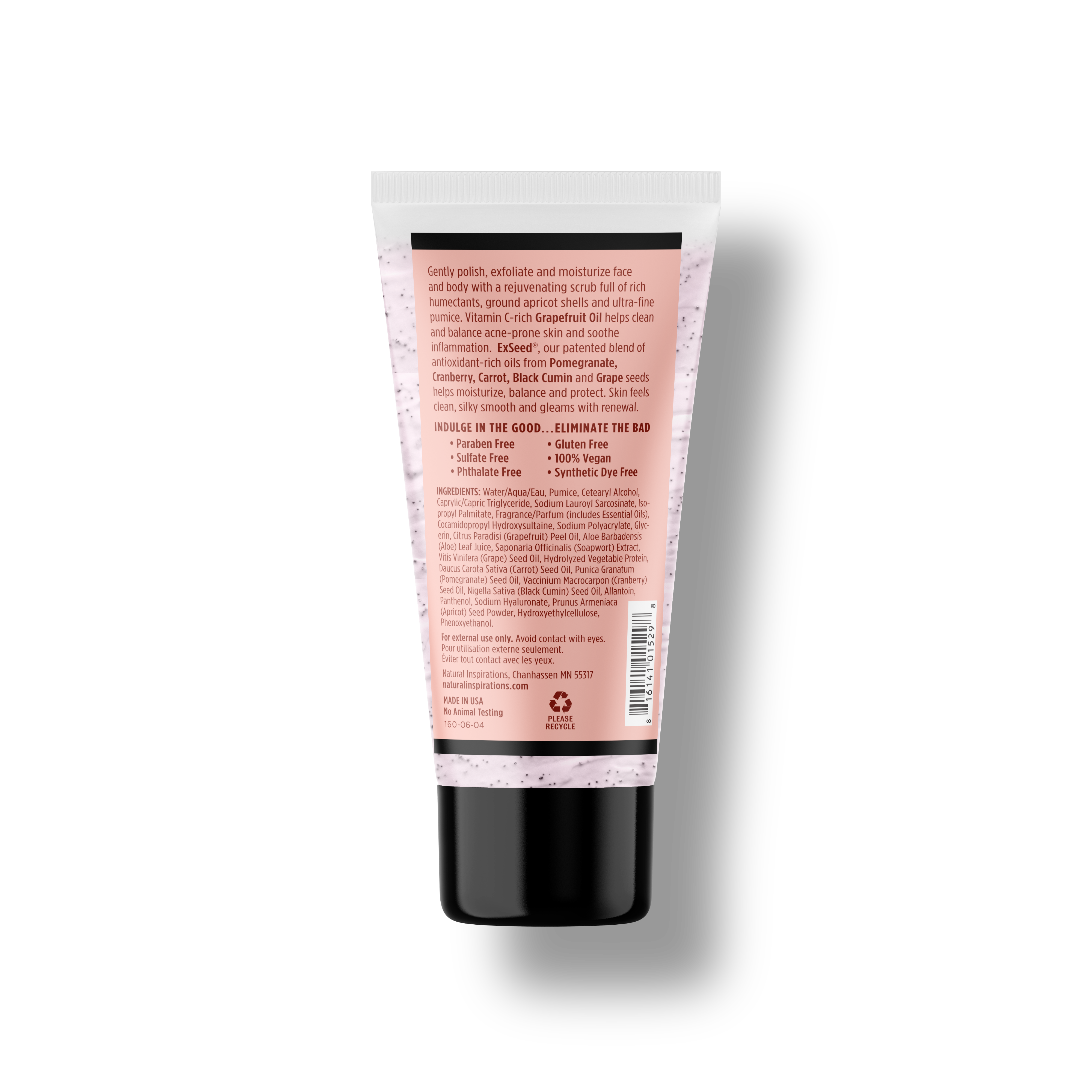 back of grapefruit bergamot body and face scrub