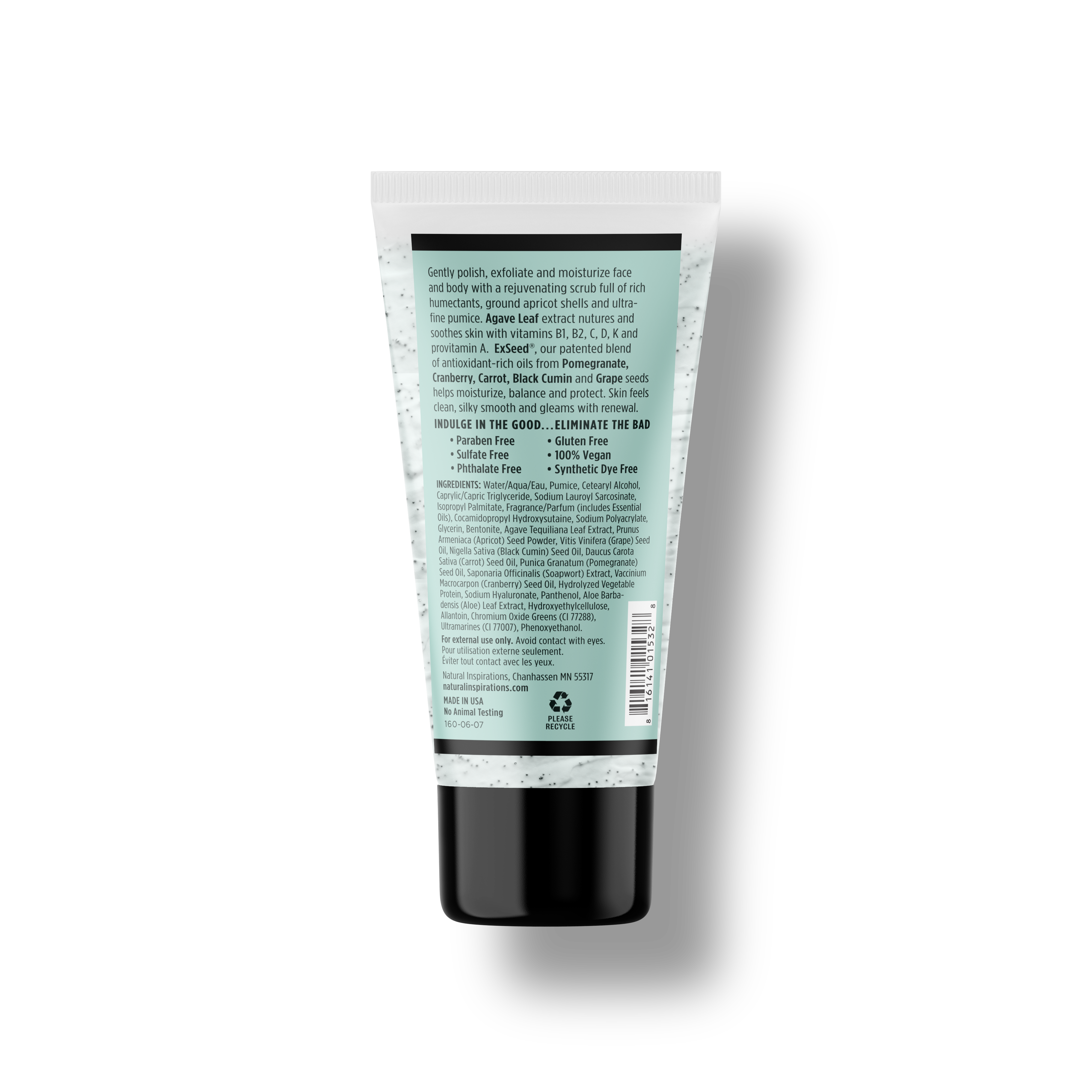 back of agave pear body and face scrub