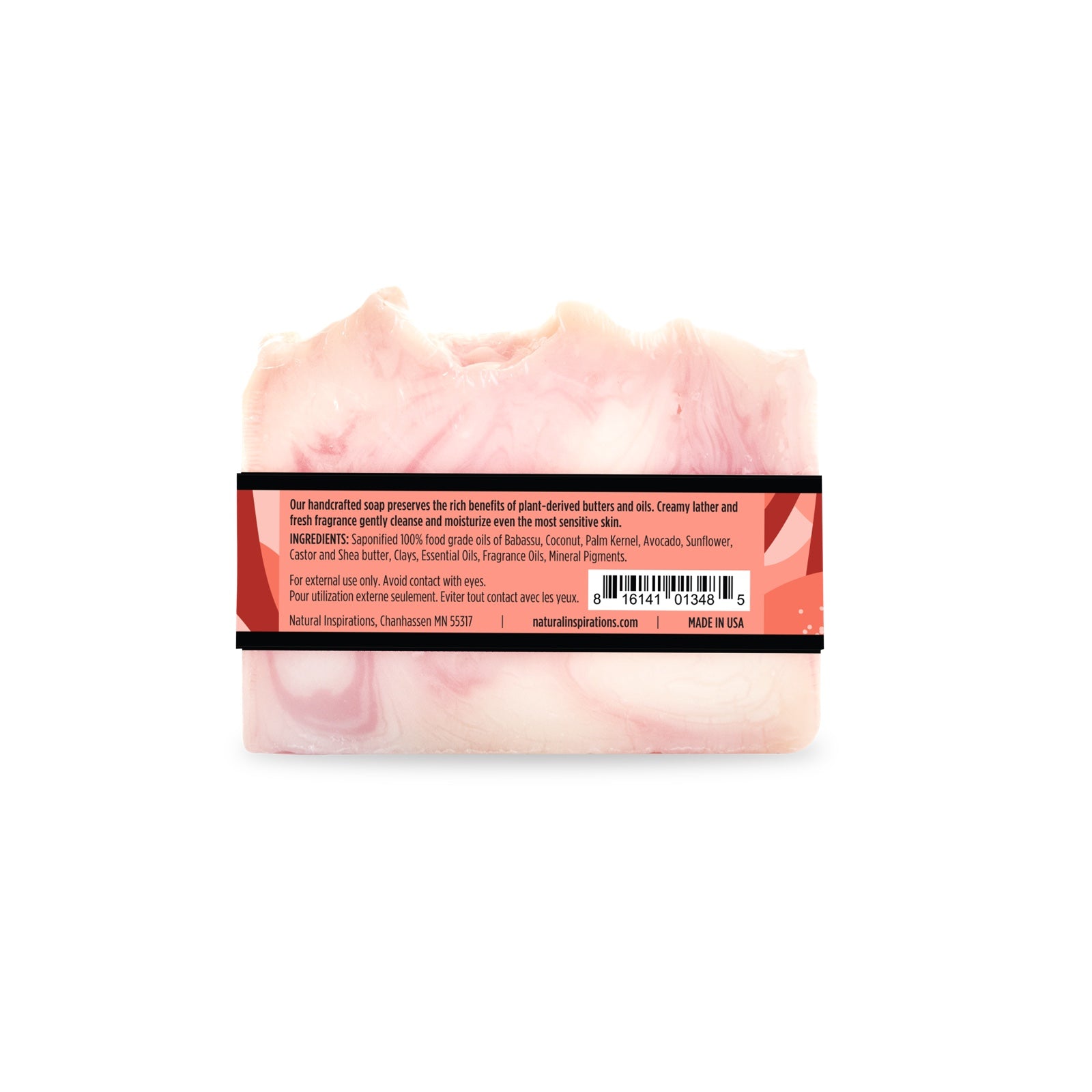 back of grapefruit bergamot handcrafted bar soap