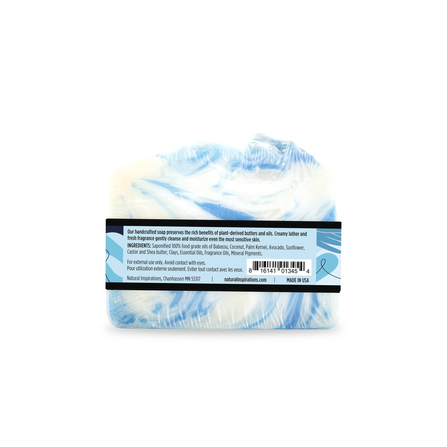 back of sea salt citrus handcrafted bar soap