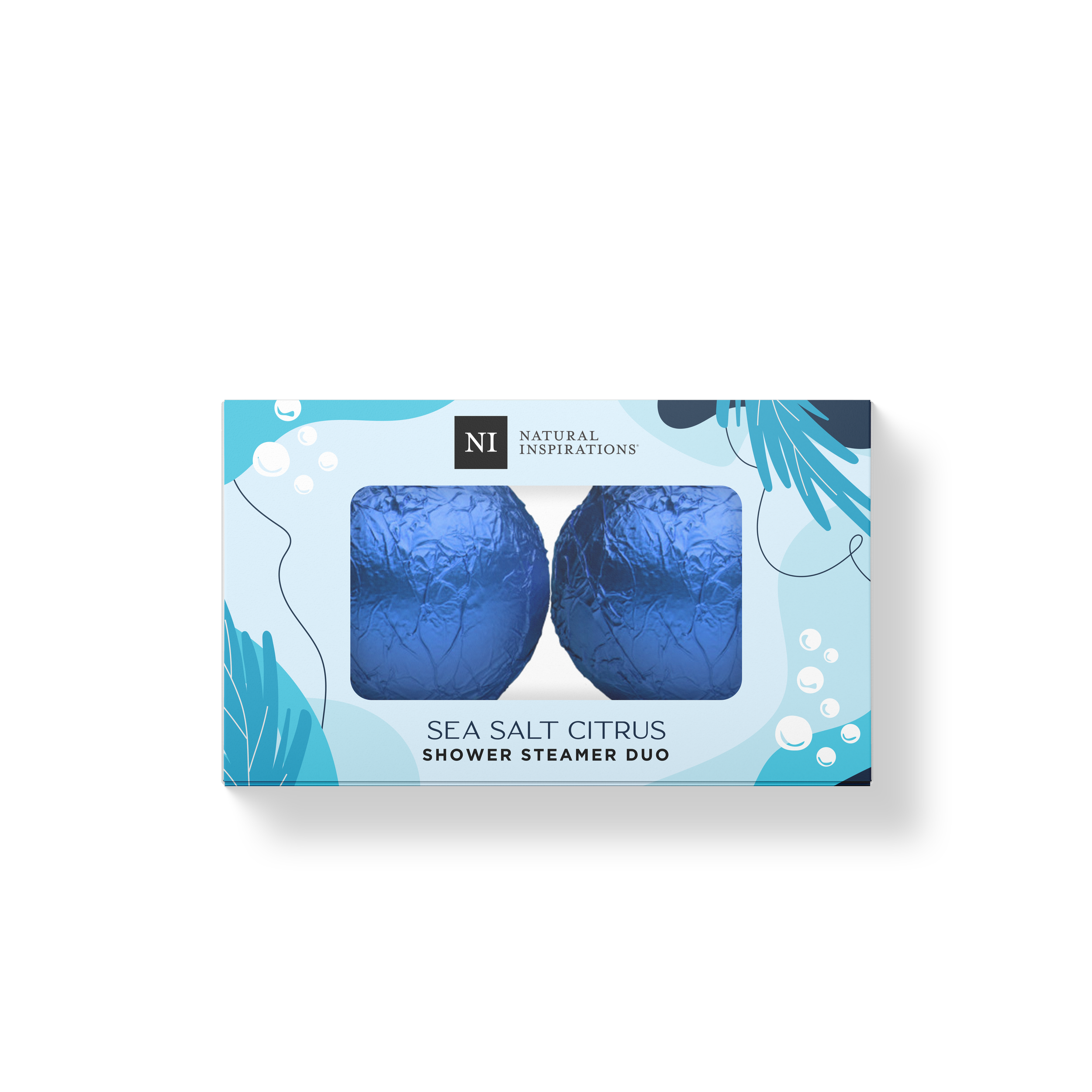 Natural Inspirations Sea Salt Citrus Shower Steamer Duo Gift Set box on a white background.