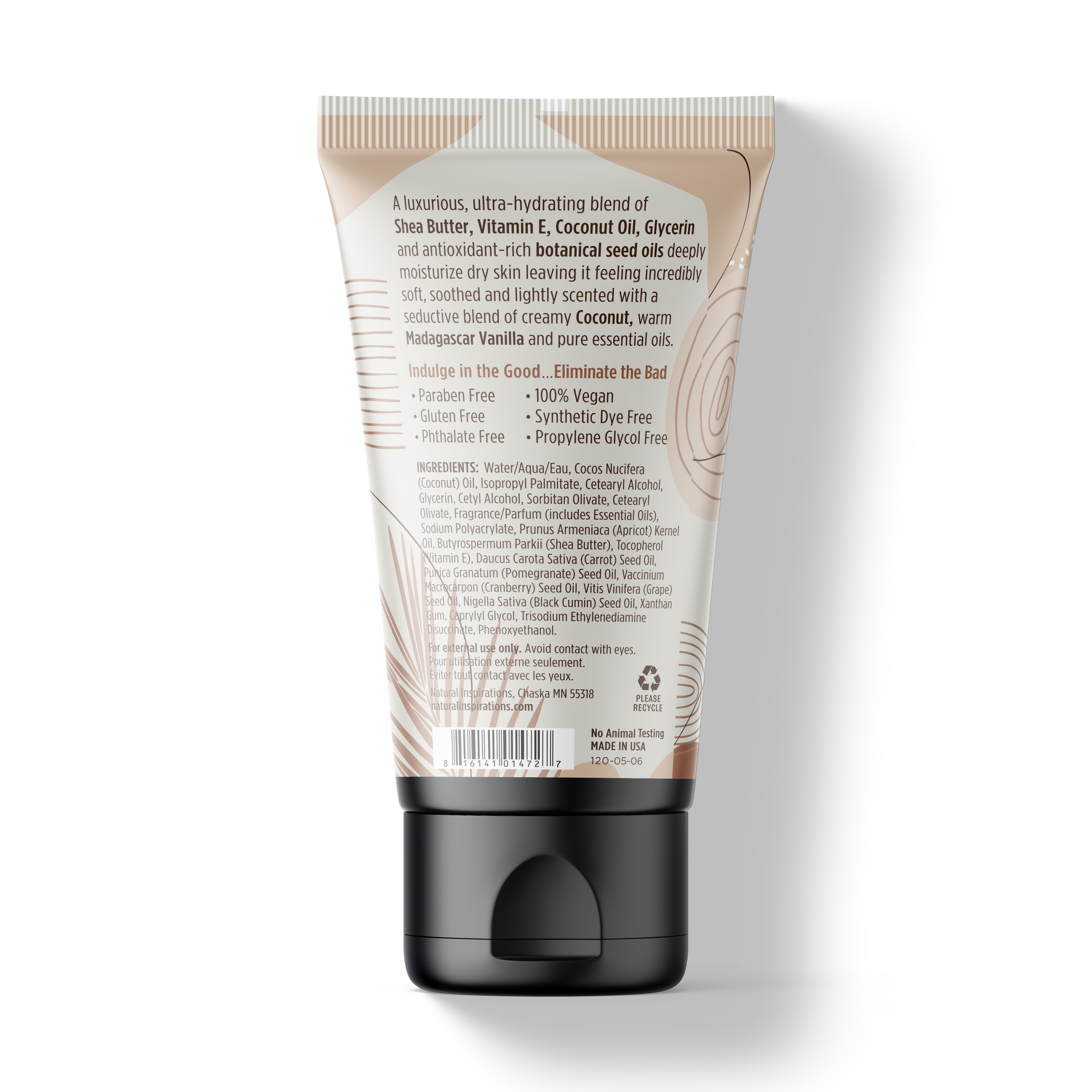 back of coconut ambre vanille hand cream