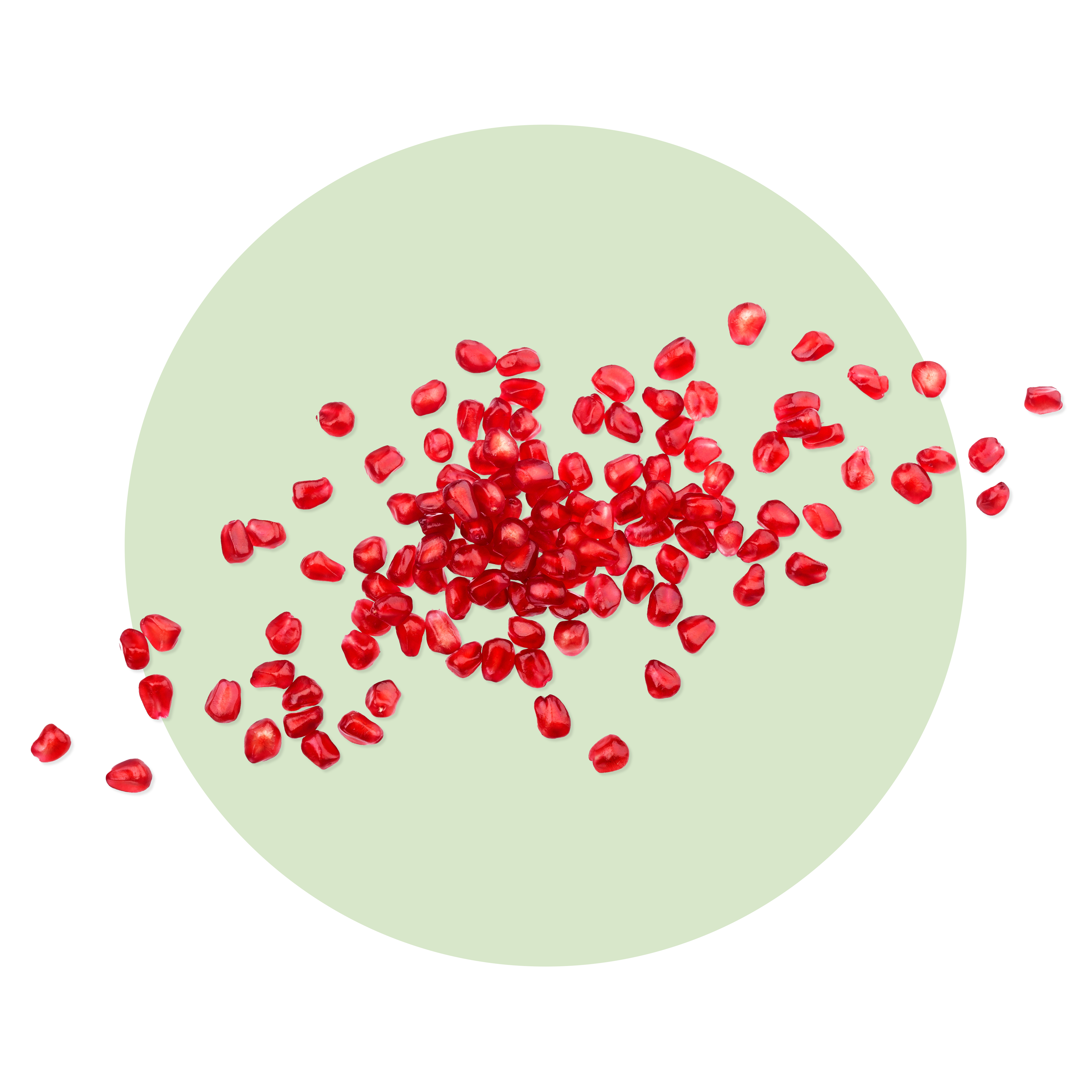 overhead view of pomegranate seeds, an exseed ingredient