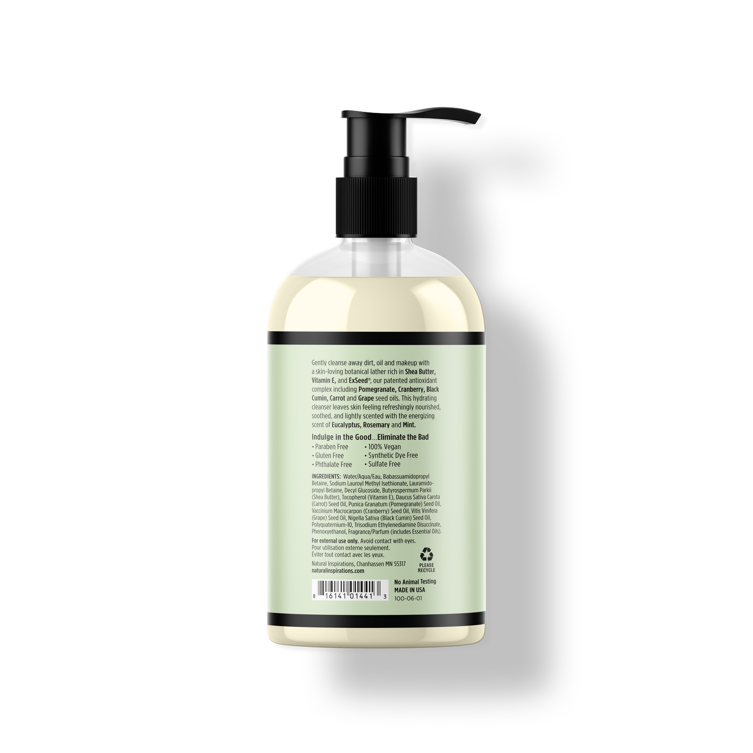back of eucalyptus rosemary mint hand wash