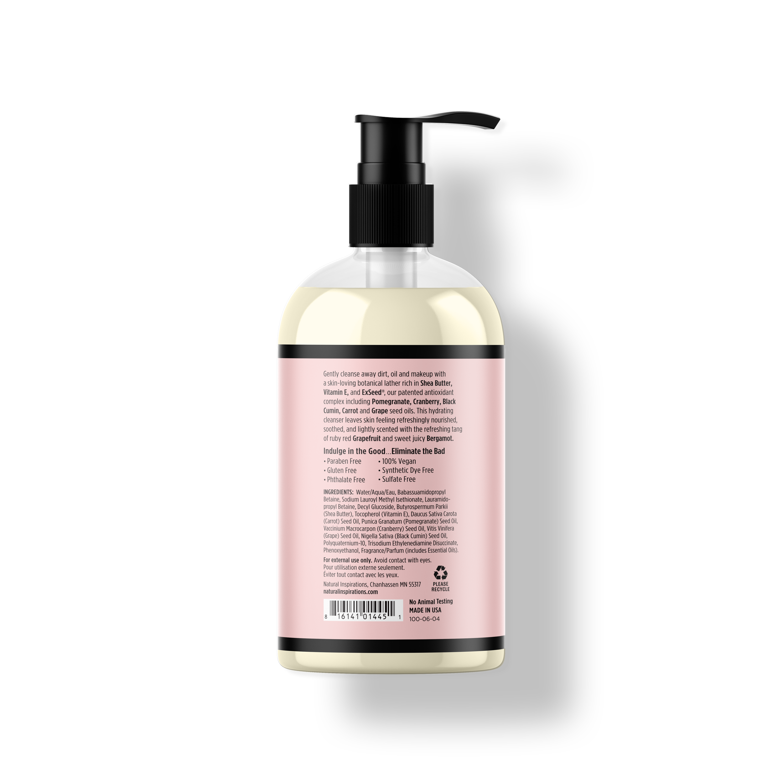 back of grapefruit bergamot hand wash