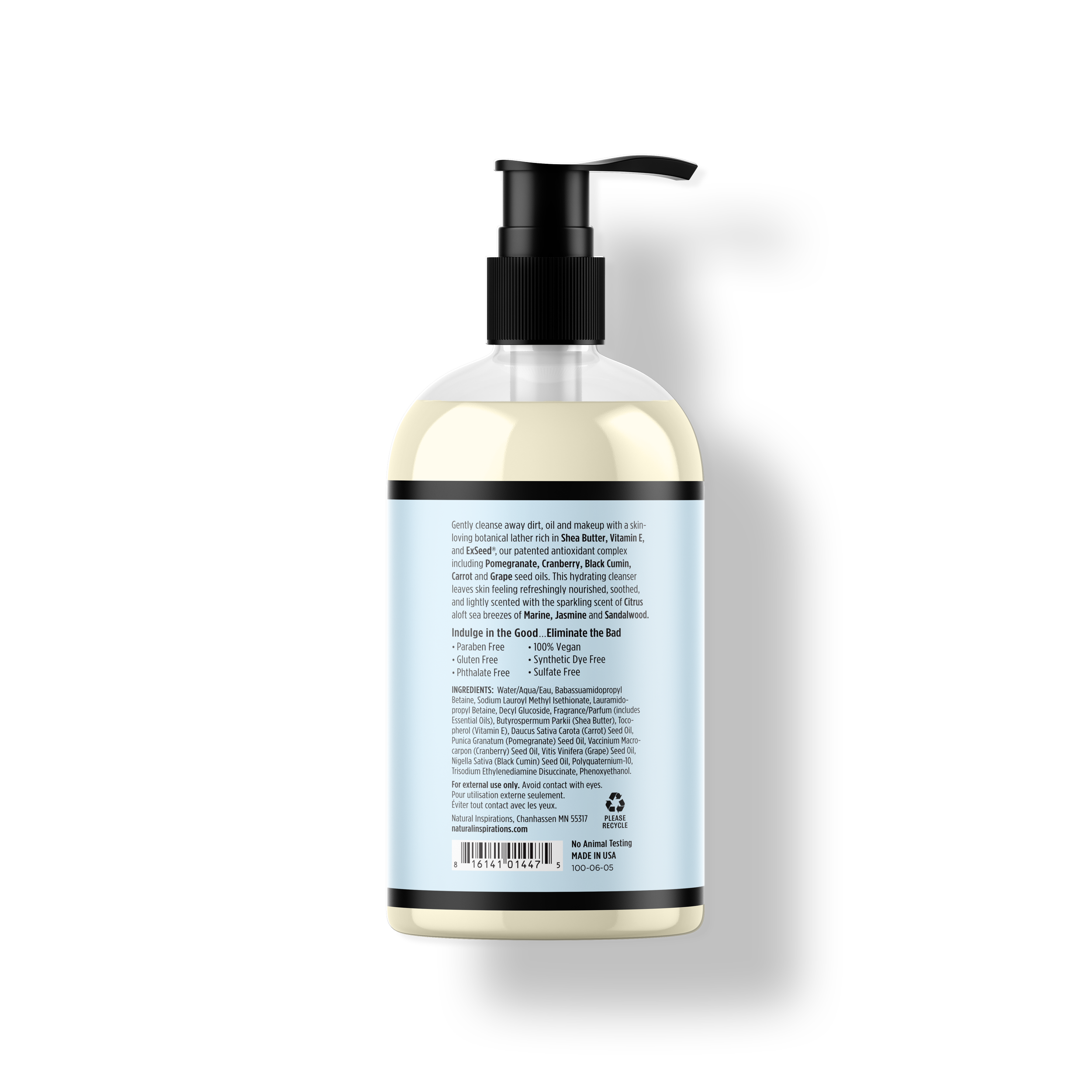 back of sea salt citrus hand wash