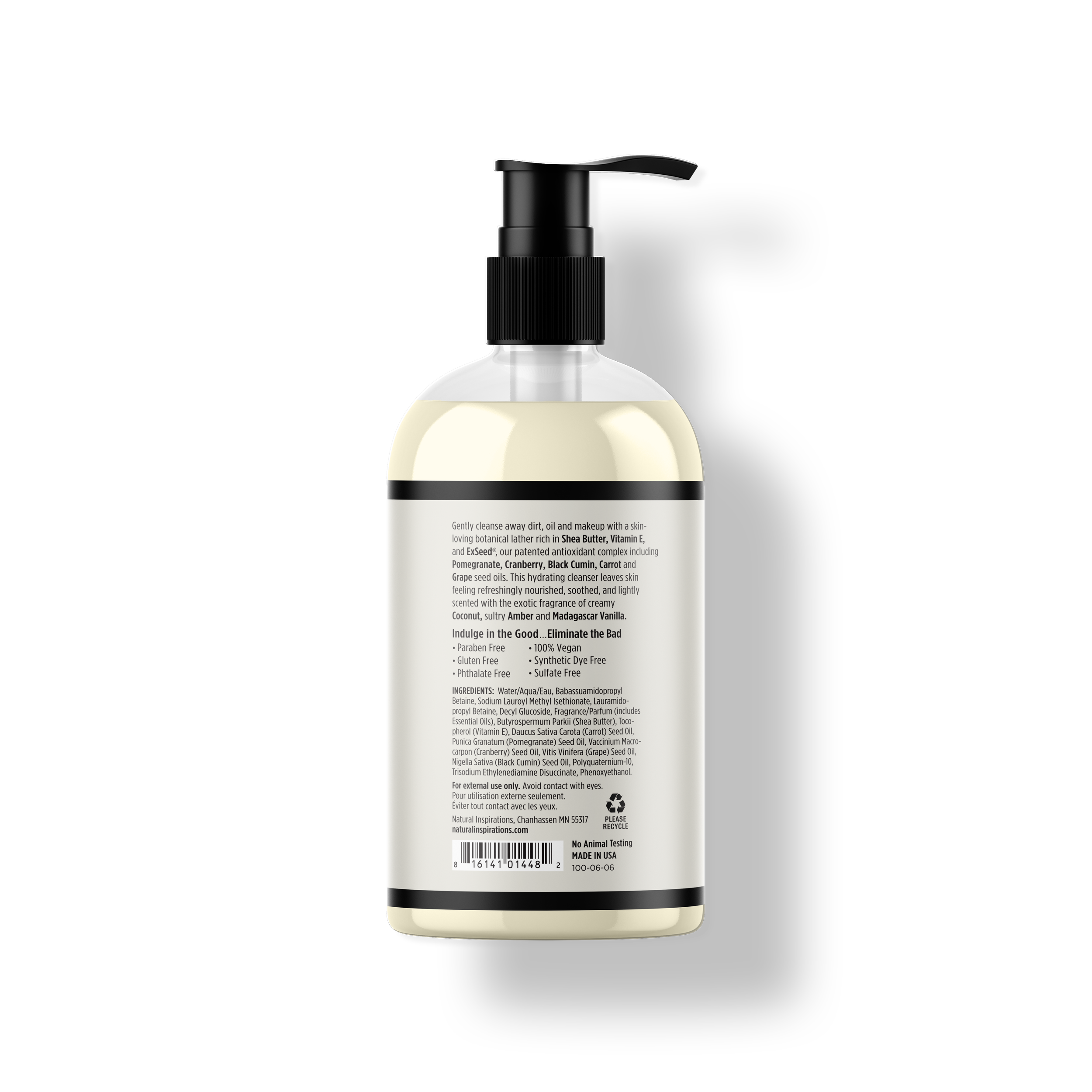 back of coconut ambre vanille hand wash