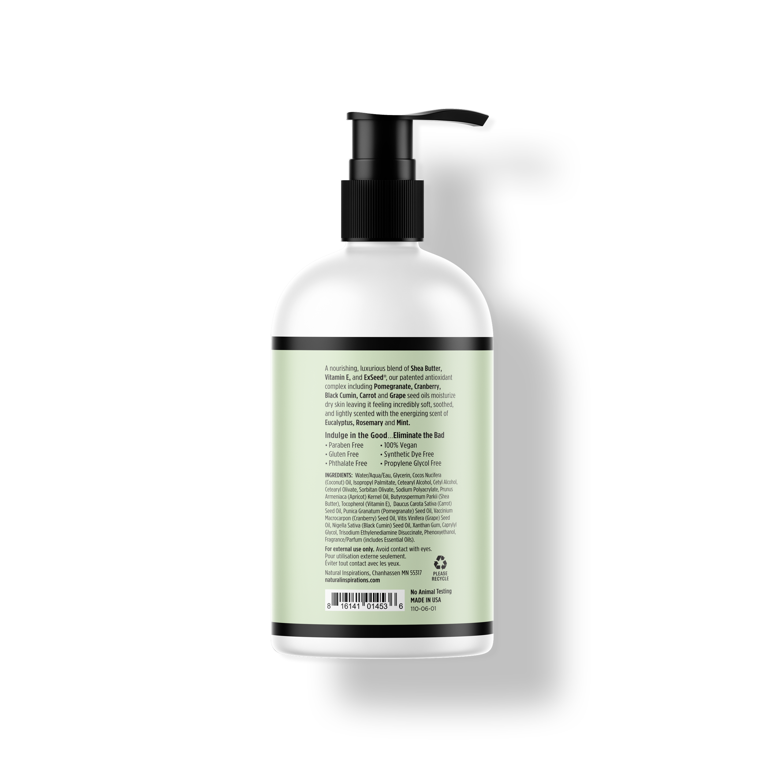 back of eucalyptus rosemary mint hand lotion