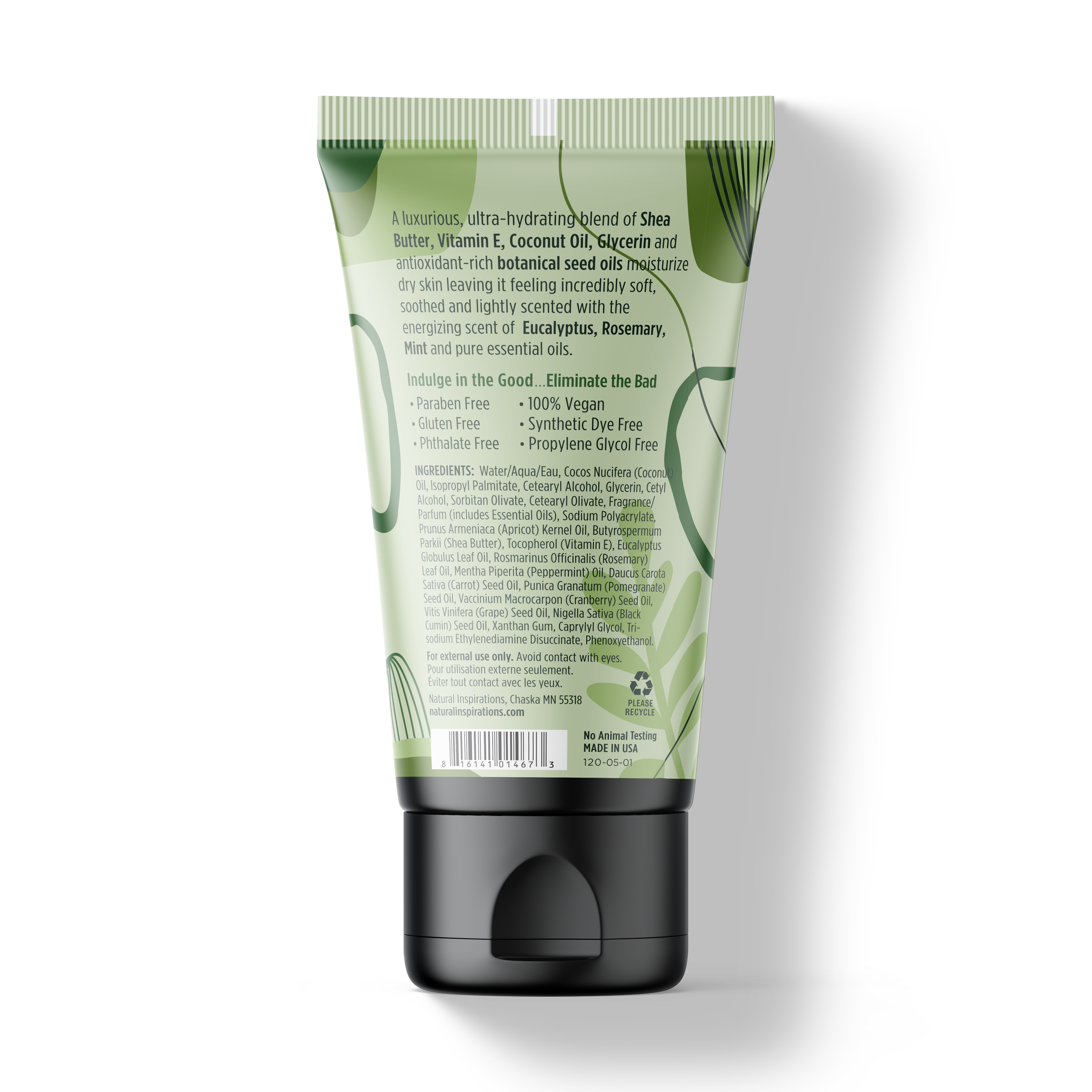 back of eucalyptus rosemary mint mini hand cream