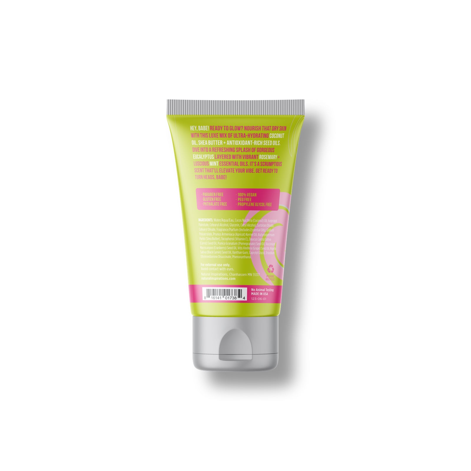 back of natural inspirations bougie babe hand cream