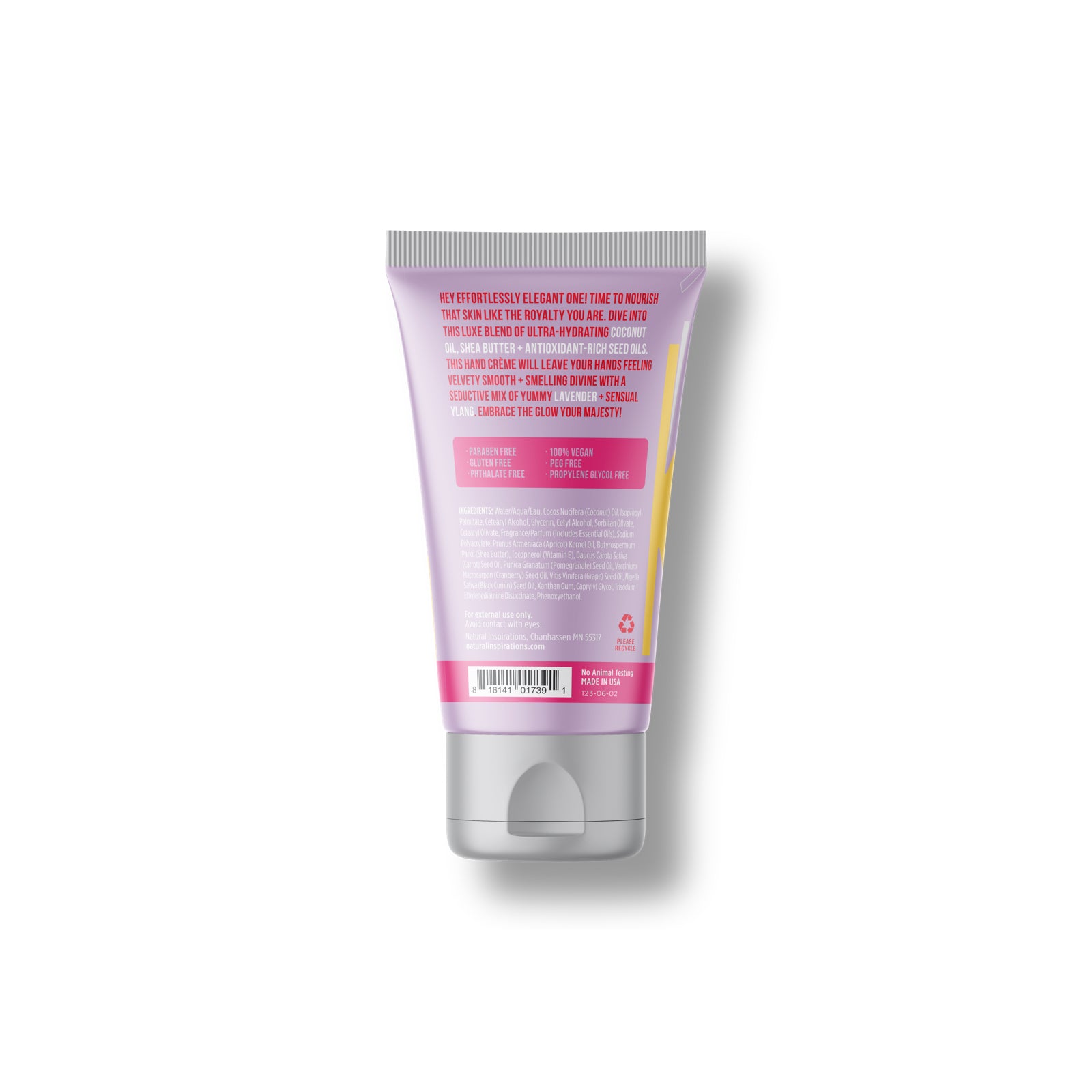 back of natural inspirations queen hand cream
