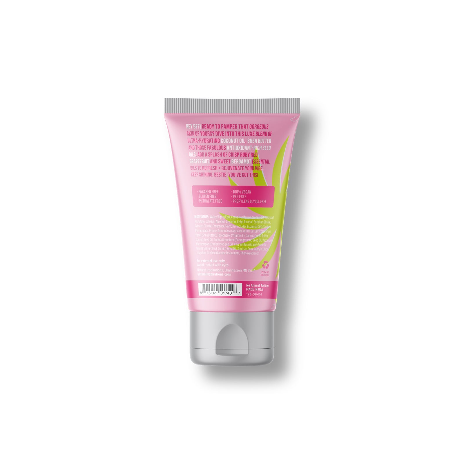 back of natural inspirations bestie hand cream