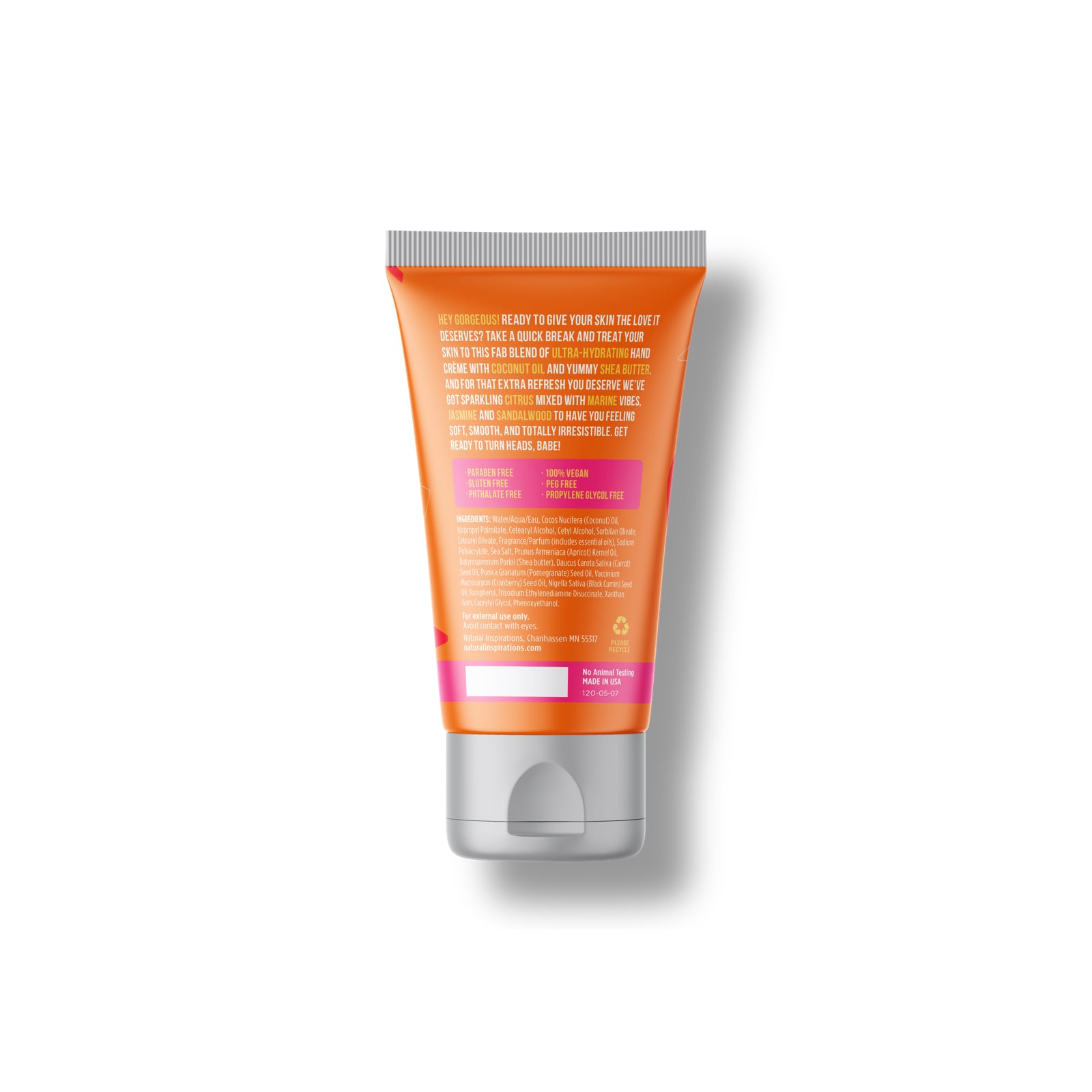 back of natural inspirations fierce vibes hand cream