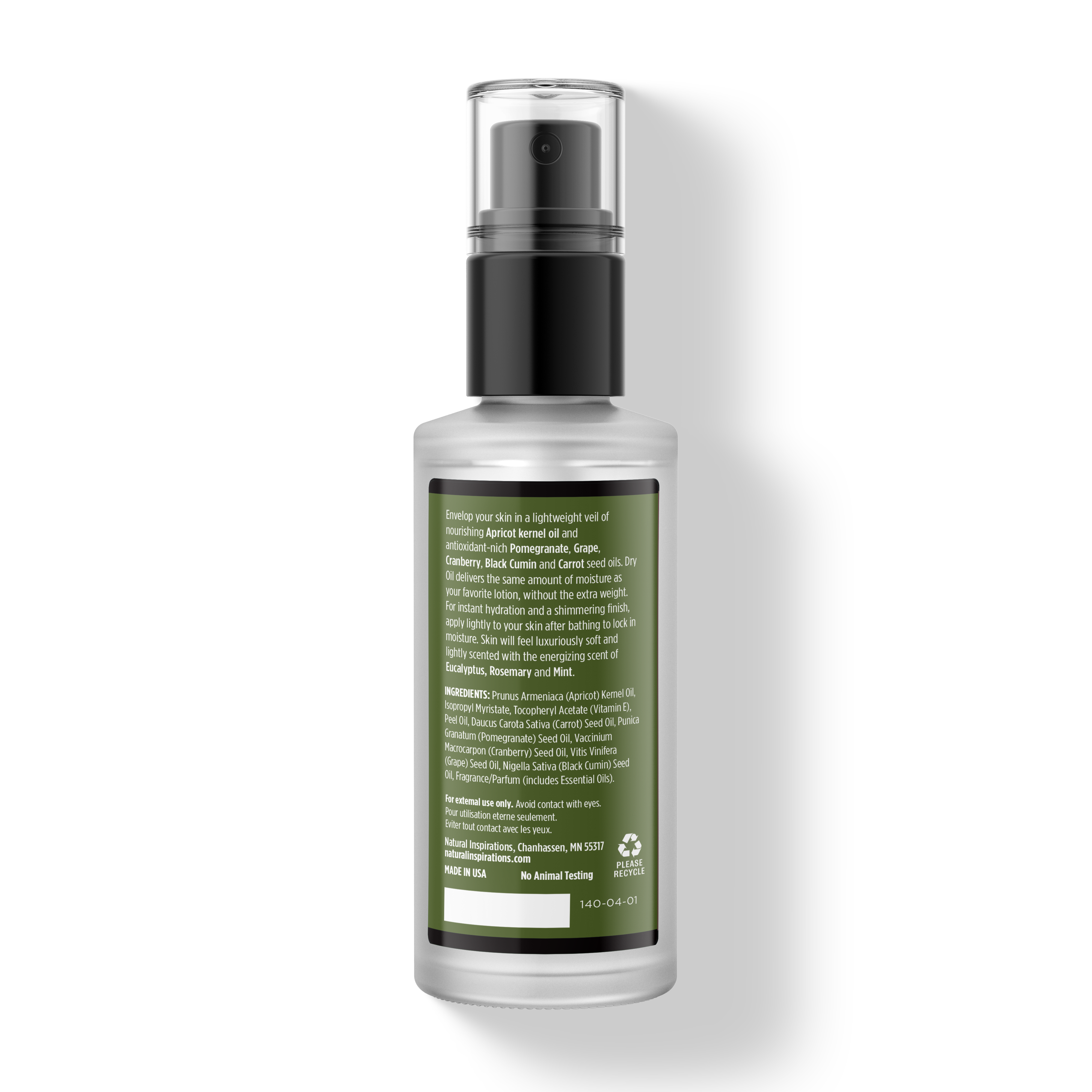 back of eucalyptus rosemary mint dry oil