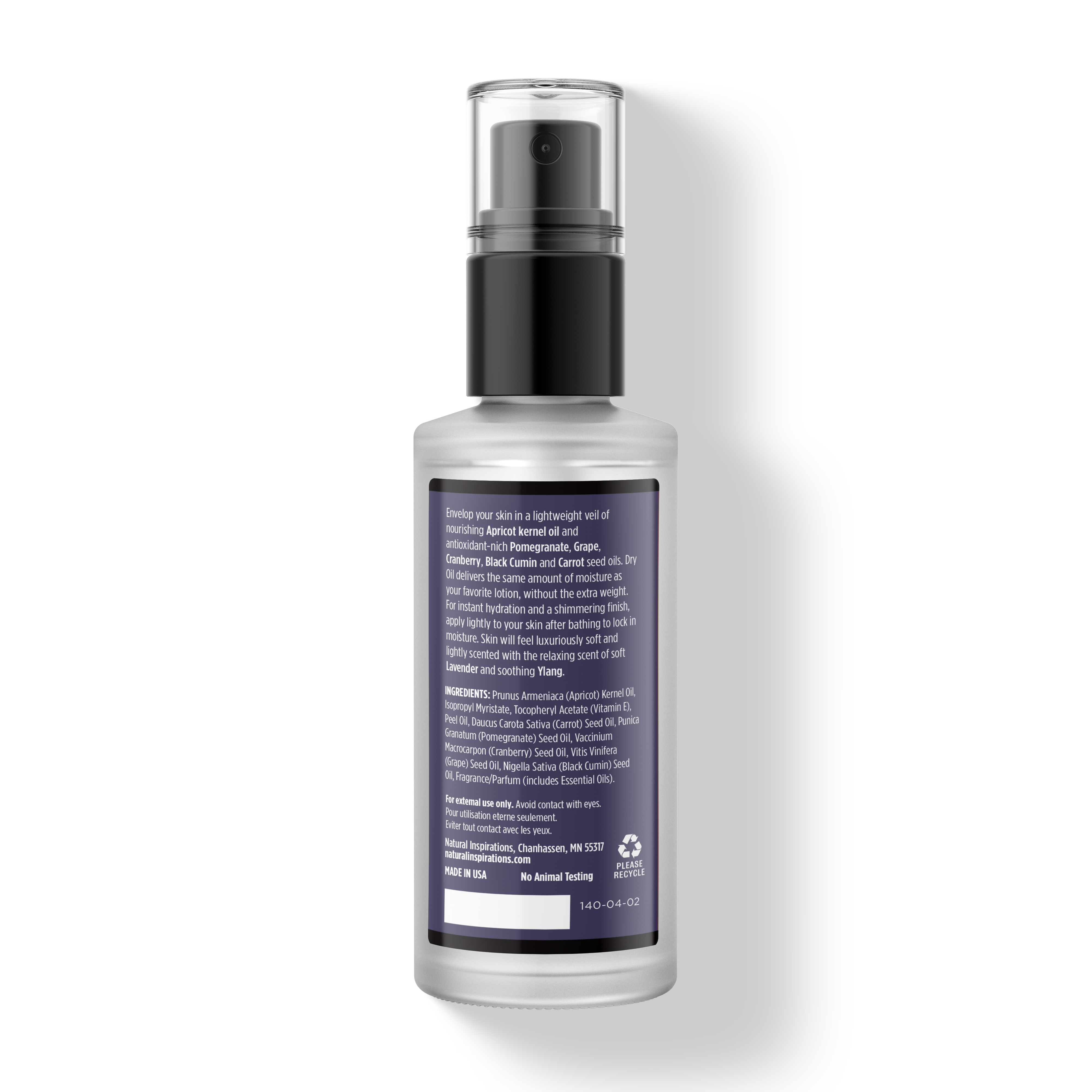 back of lavender ylang dry oil