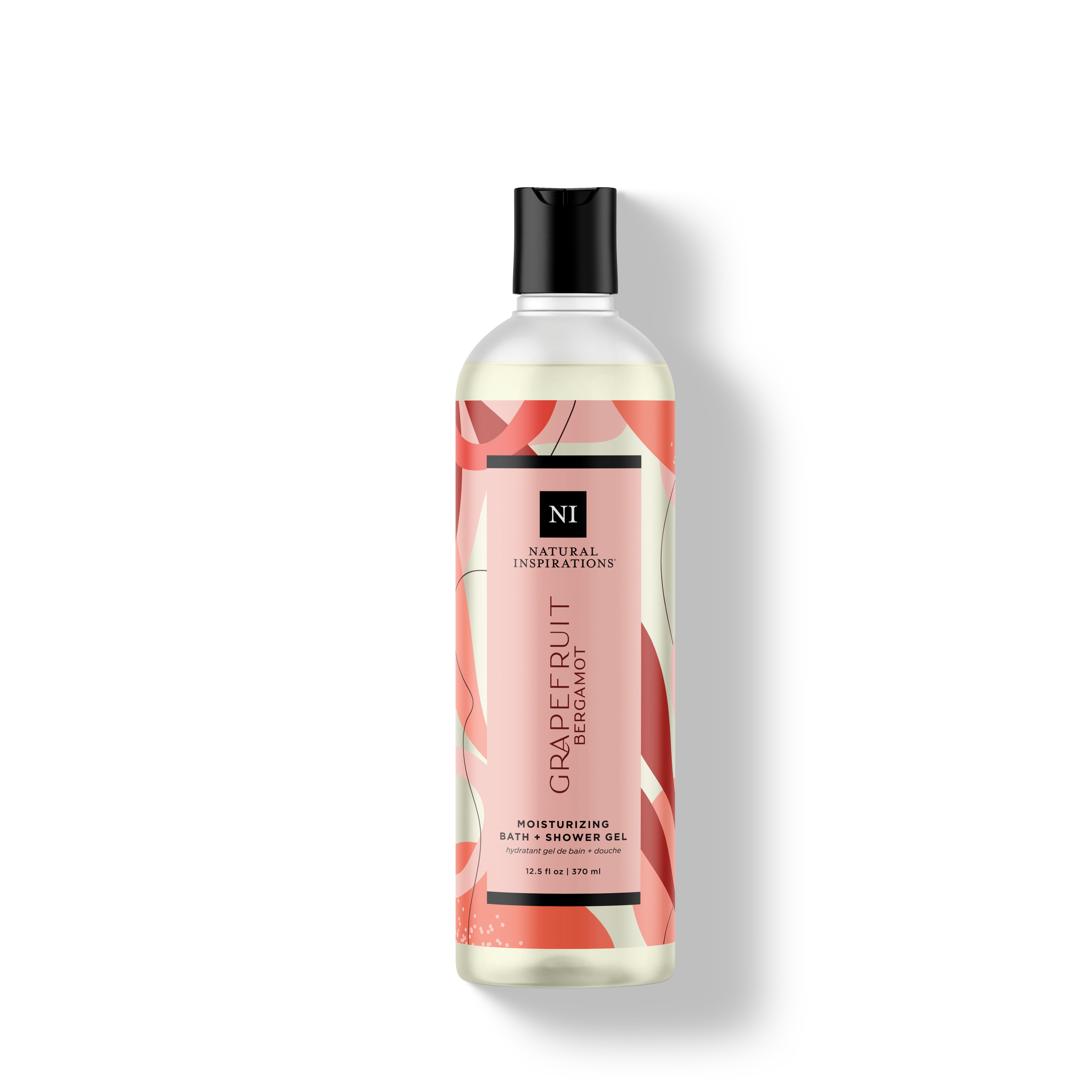 Natural Inspirations Grapefruit Bergamot Bath and Shower Gel bottle on a white background.