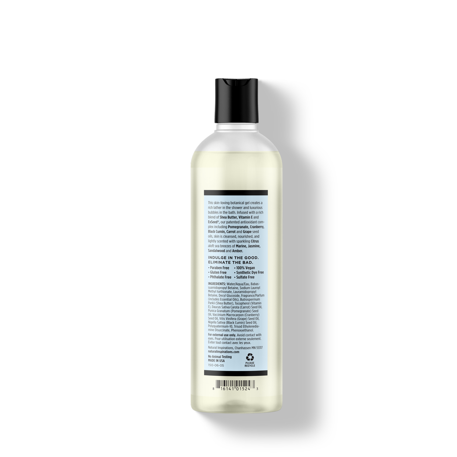 back of sea salt citrus bath and shower gel