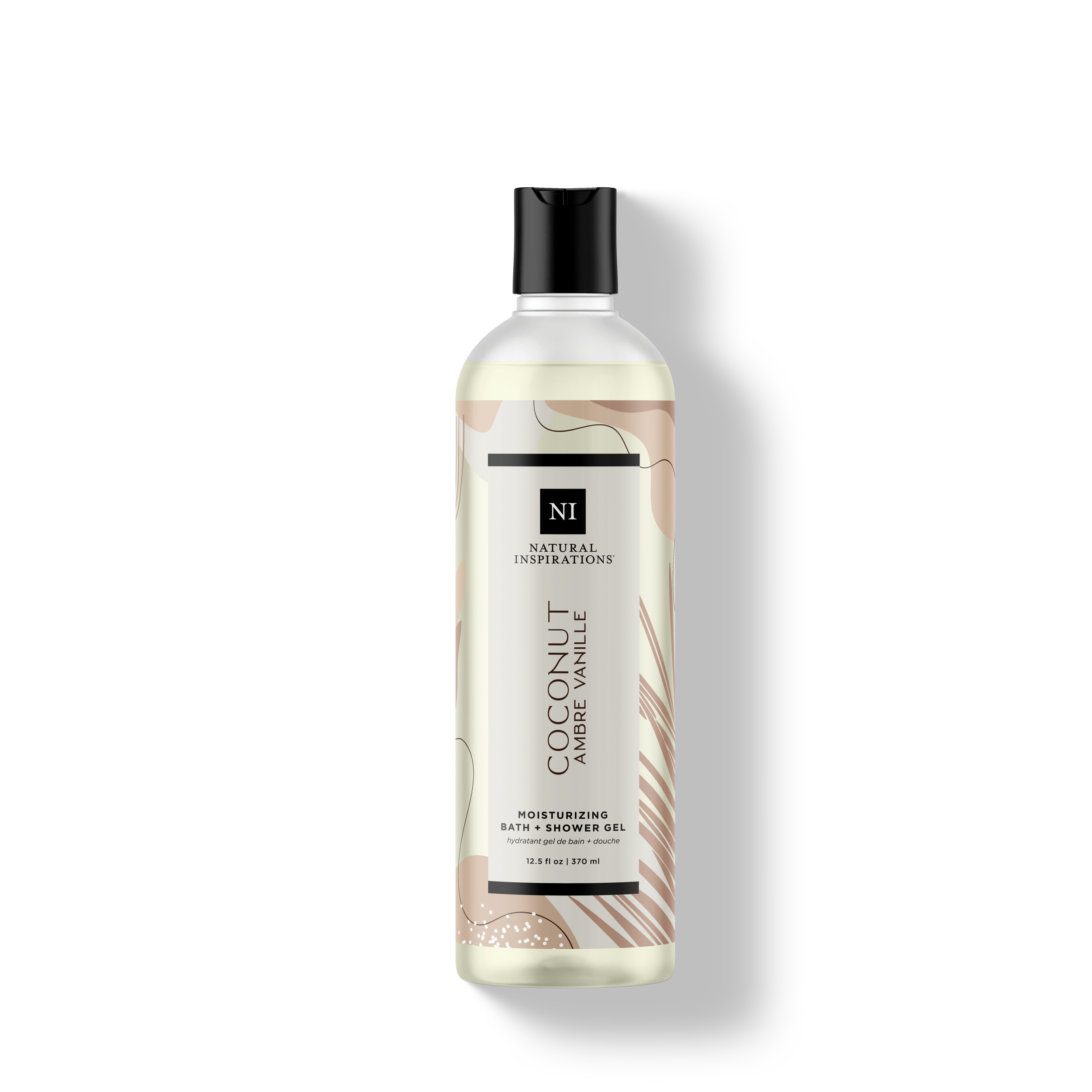 Natural Inspirations Coconut Ambre Vanille Bath and Shower Gel bottle on a white background.