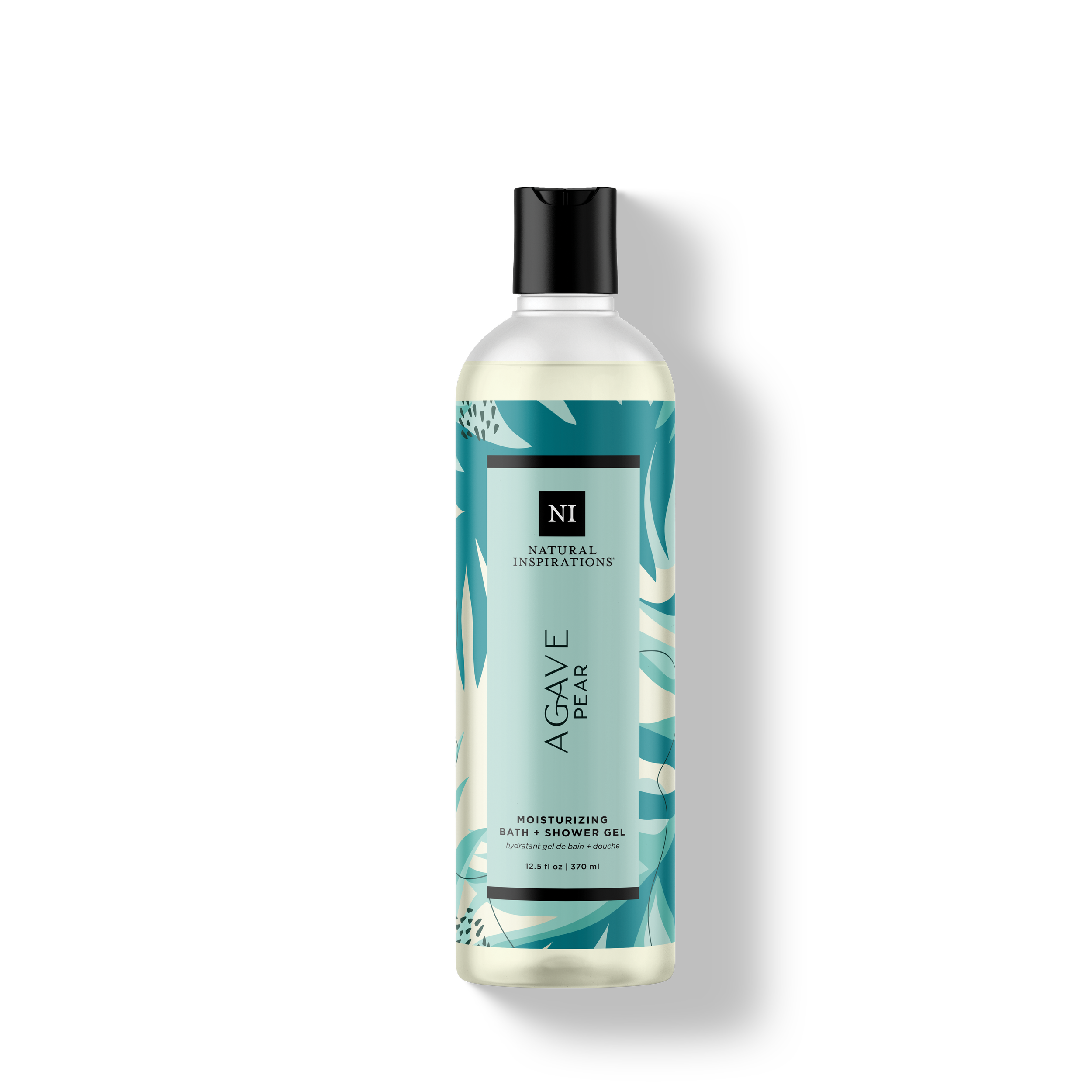 Natural Inspirations Agave Pear Bath and Shower Gel bottle on a white background.