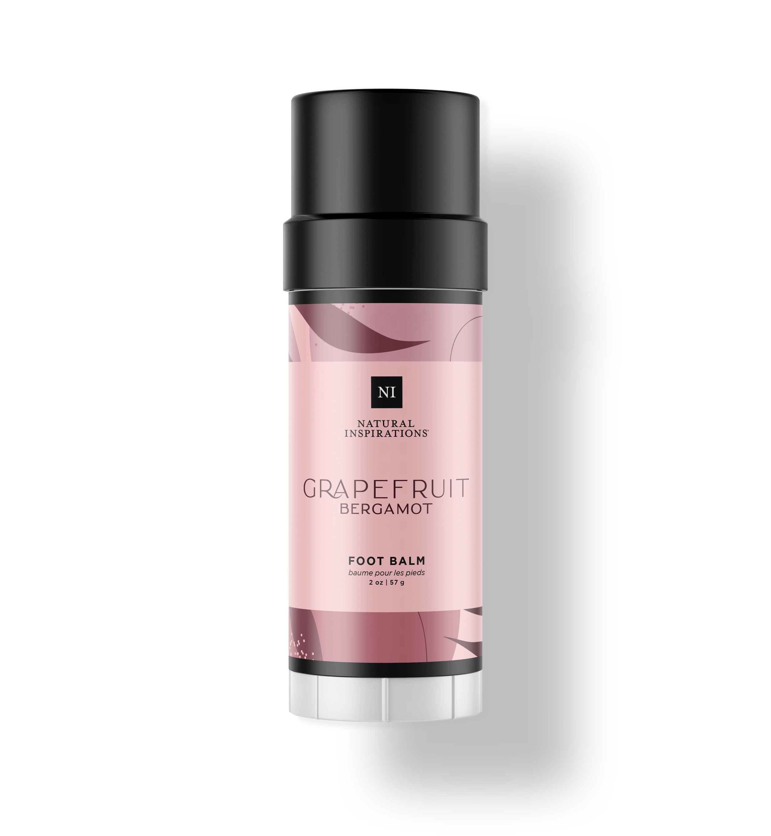 Natural Inspirations Grapefruit Bergamot Foot Balm tube on a white background.