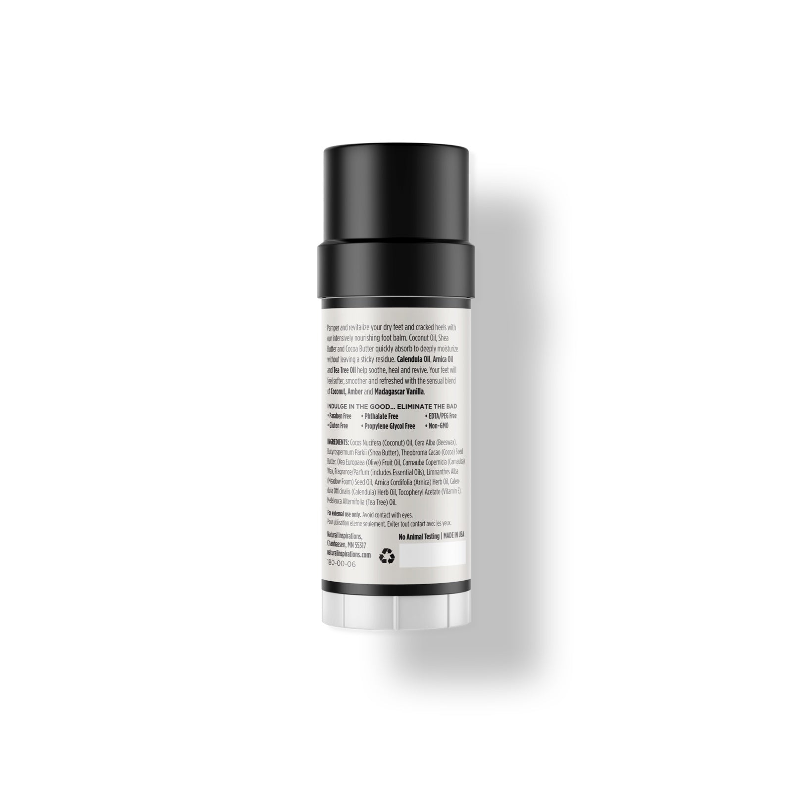 back of coconut ambre vanille foot balm