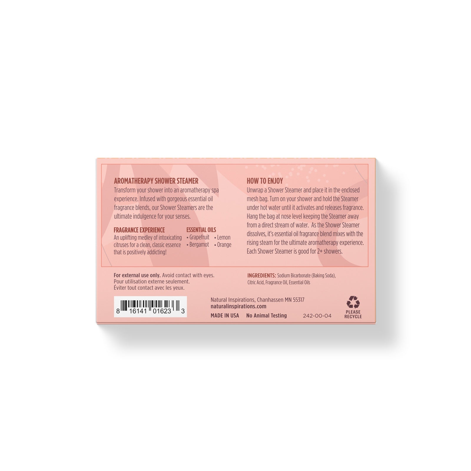 back of grapefruit bergamot shower steamer duo packaging