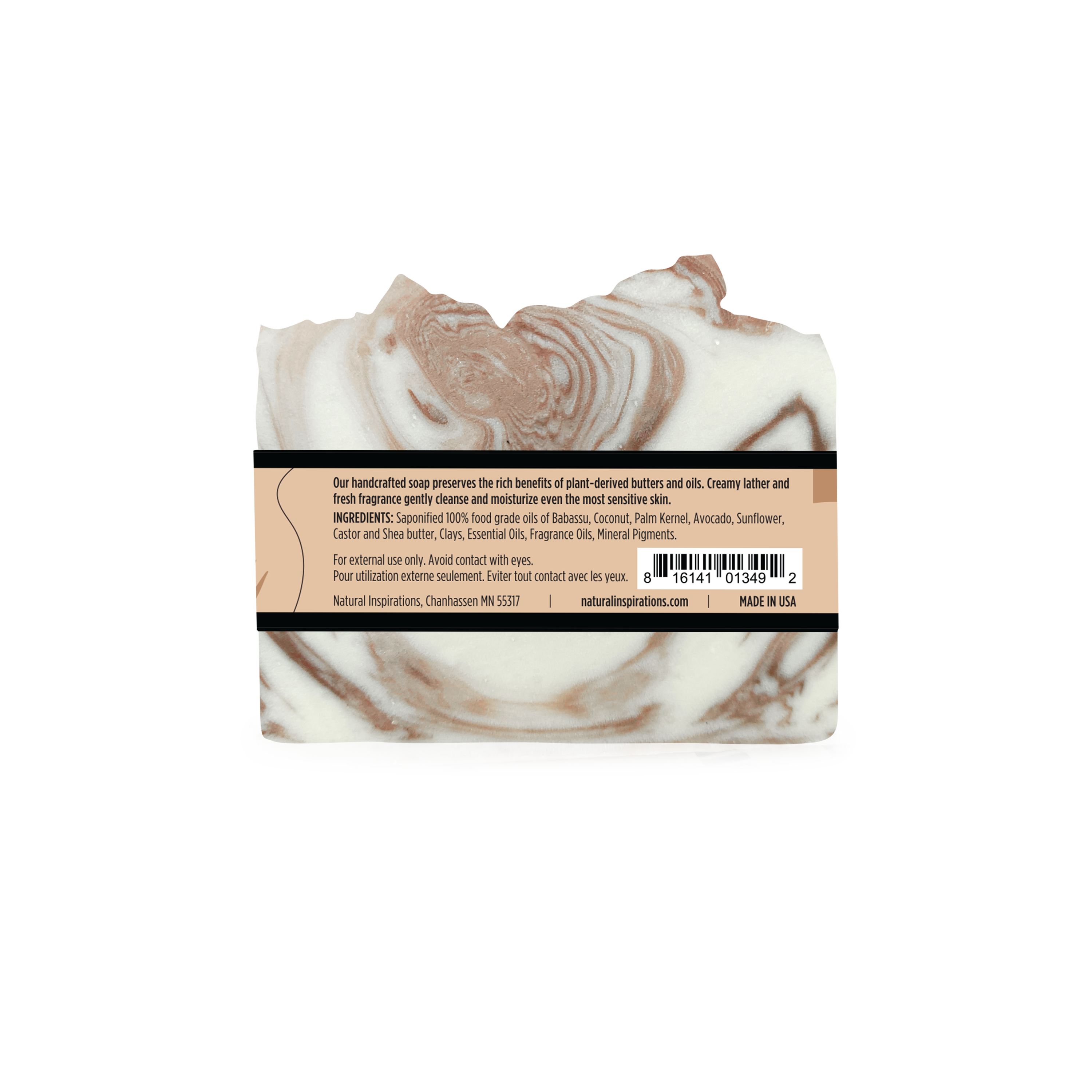 back of coconut ambre vanille handcrafted soap