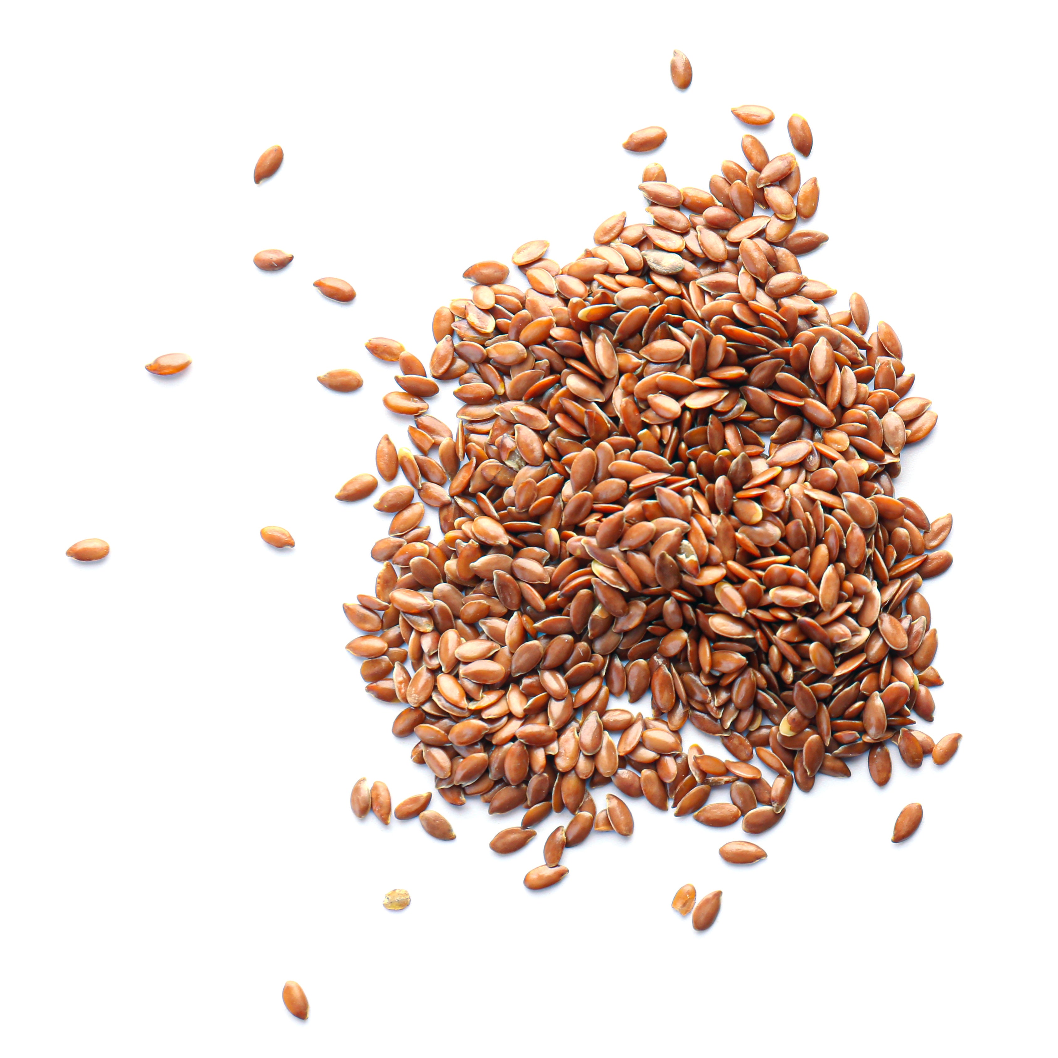 overhead view of flax seeds spread out